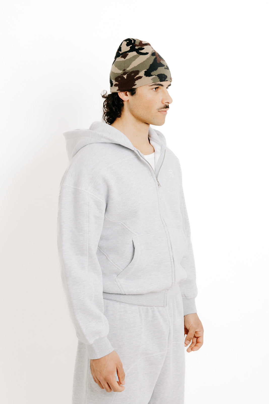 Gray zip hoodie F001