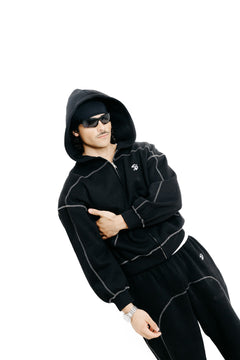 Black zip hoodie F001
