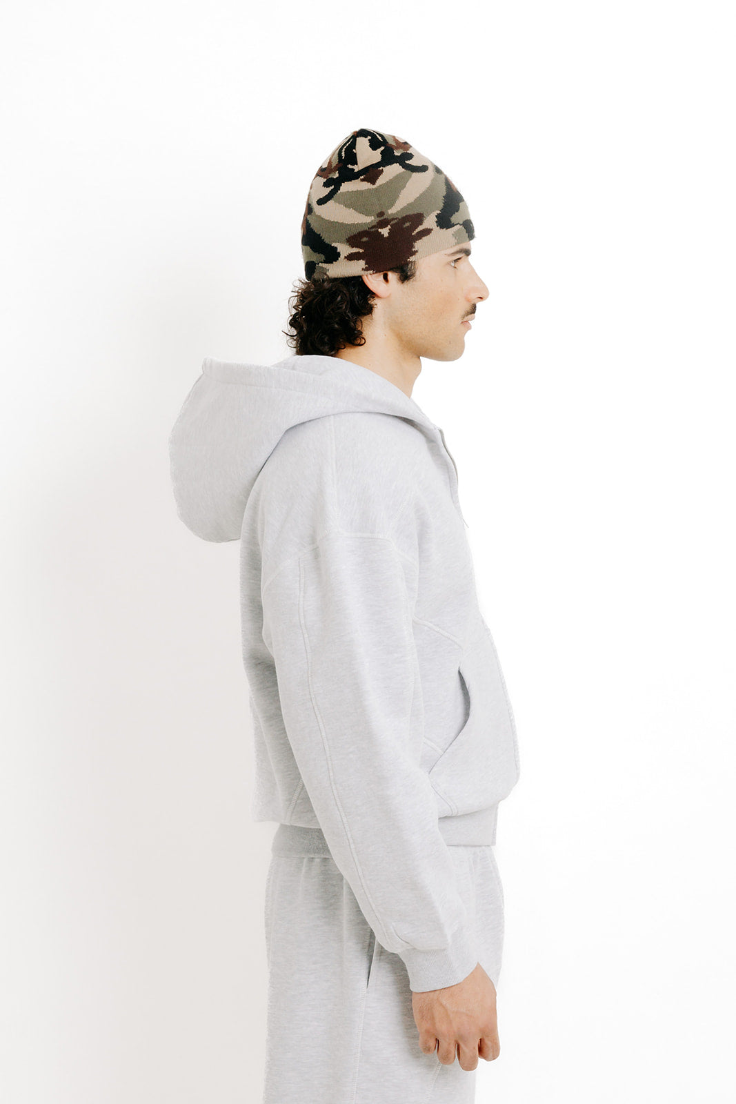 Gray zip hoodie F001