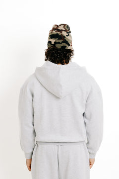 Gray zip hoodie F001