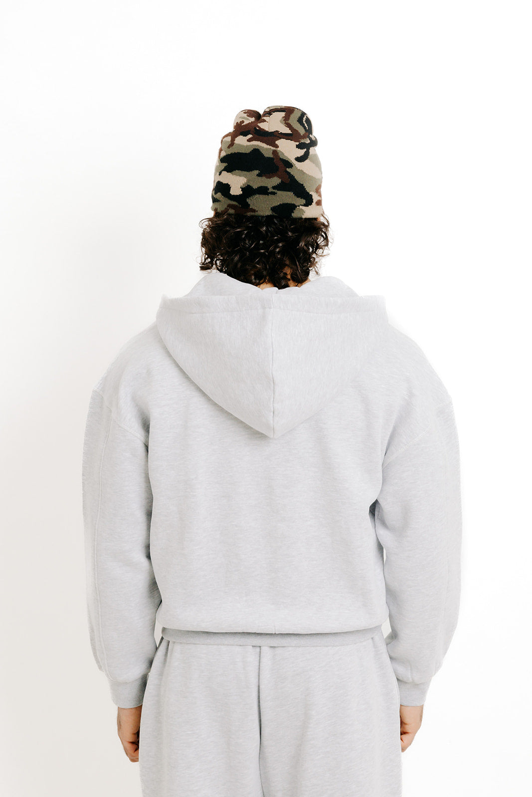 Gray zip hoodie F001