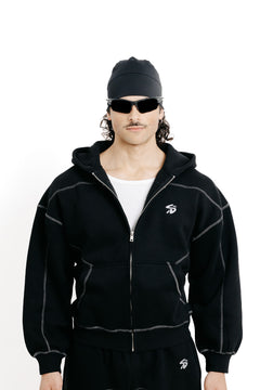 Black zip hoodie F001