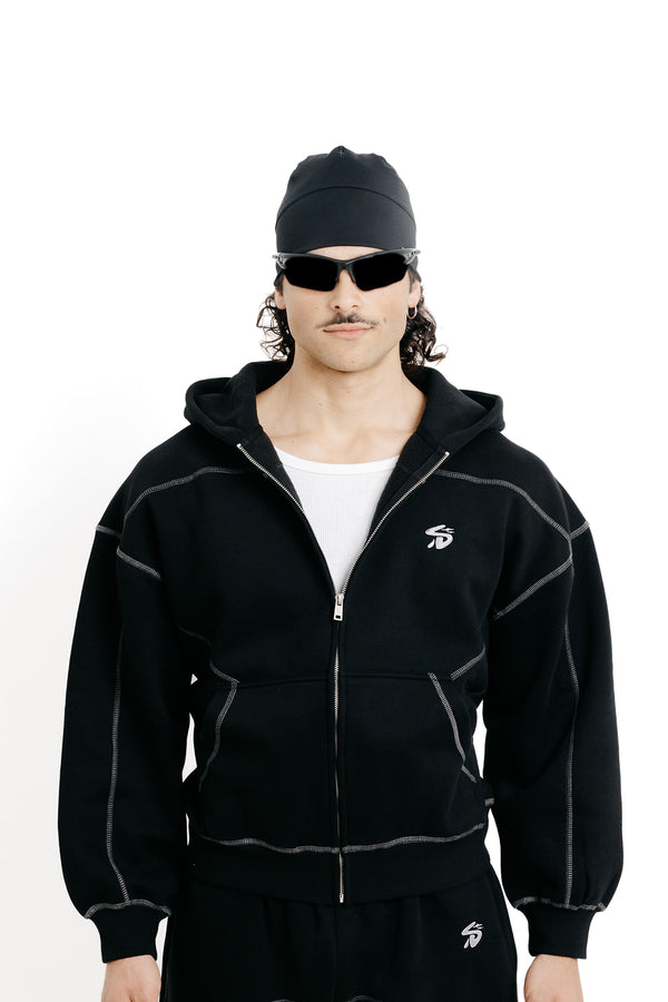 Black zip hoodie F001