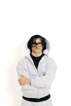 Gray zip hoodie F001